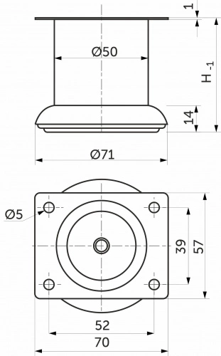 Опора меб. мет. TB019 (B140) d50 h100 черный AKS_2