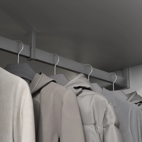 Штанга гардеробная прямоуг. FAME L-1000 с проходным и концевыми держателями, графит браш AKS_4