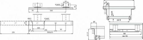 Направляющая шариковая L-350 h=27 AKS под клавиатуру_2