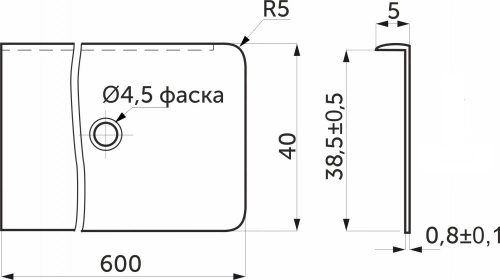 Планка торцевая к столешнице 38 Egger левая алюминий AKS_2
