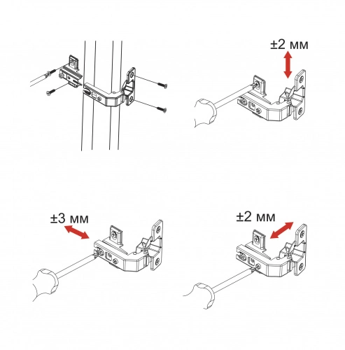 Петля под фальшпанель 90° с пружиной 45мм h6 slide-on AKS короткое плечо_5