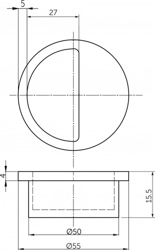 Ручка меб. врезная пластик. PATREX №33, белый AKS_2