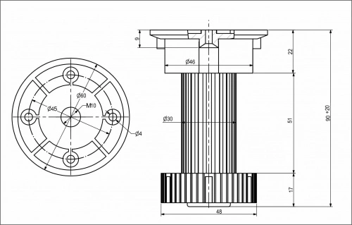 Опора кухонная пласт. h100 трехсоставная, черный (1 упак. = 280 шт.)_2