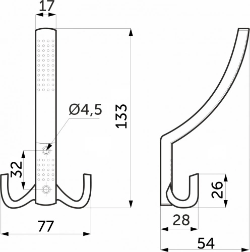 Крючок меб. трехрожковый мет. WP11 старое золото GRIDLI_2
