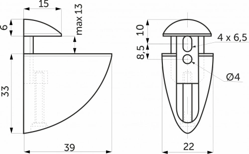 Полкодержатель PELIKAN мини хром AKS_2