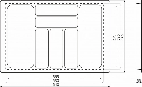 Лоток для столовых приборов 700 BASIC 640*430, серый AKS_2