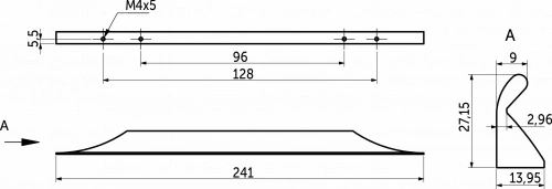Ручка меб. скоба алюм. ENVISION 96-128/241 черный матовый, AKS_2