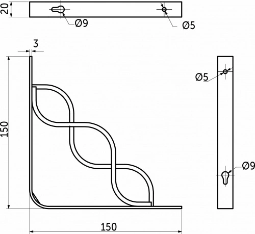 Полкодержатель мет. INFINITY 150*150*20*3, белый AKS_2