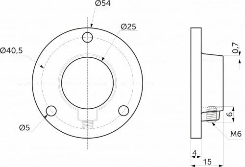 Крепление (розетка) трубы d25 (510) сталь, хром AKS_2