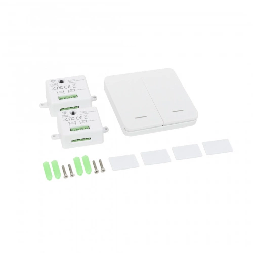Выключатель беспроводной, с реле, 2 клавиши, белый, AKS_3