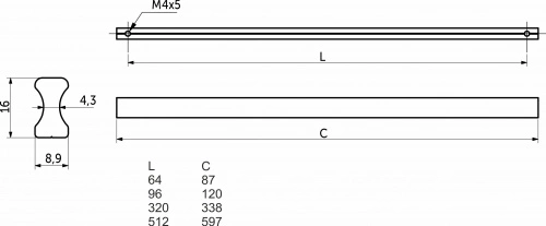 Ручка меб. скоба алюм. SERENE 320/338 брашированное золото, AKS_2