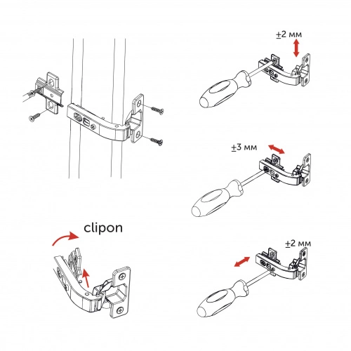 Петля под фальшпанель 90° с доводчиком 45мм h0 clip-on AKS_4