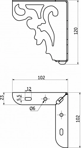 Опора меб. мет. резная h120 угловая черный AKS_2