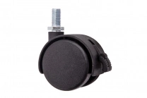 Колесо меб. пласт. d50 с винтом М8 с торм., черный AKS фотография