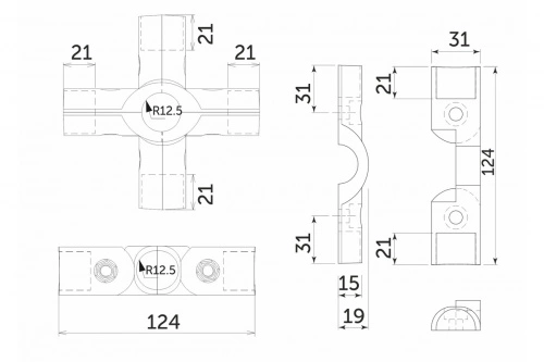 Соединитель 5-ти труб d25 (563) угловой, хром AKS_2