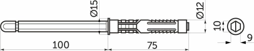 Полкодержатель мет. врезной 10*100 AKS_3