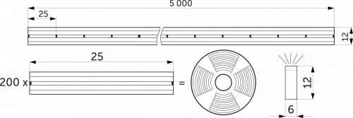 Гибкий неон - 9,6W/m, 12V, 6*12мм, 120 д/м, IP65, теплый белый (3000K) - 5м, AKS_2