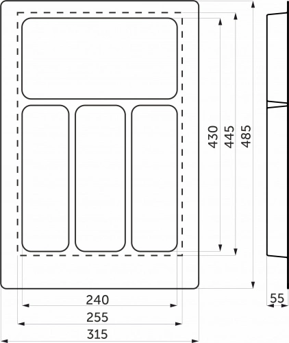 Лоток для столовых приборов 400 PIXEL 315*485, серый AKS_2