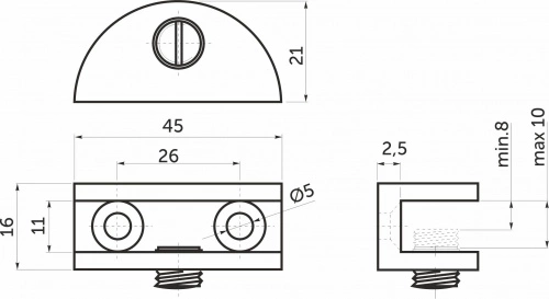 Полкодержатель для стекла мет. WP2710, хром (1 упак. = 2 шт.) AKS_2