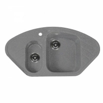 Мойка каменная, угловая двухчашевая, S-31, 945*500мм, темно-серый, врезная, Sim Gran фотография