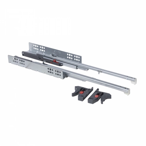 Направляющая скрытого монтажа L-250 (мин.глубина корпуса 300мм) с доводчиком ДСП до19mm с замками AKS QType полное выдвижение_1