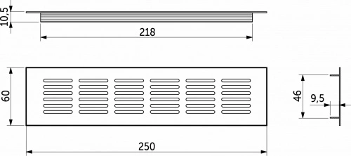 Решетка вентиляционная 250х60мм белая алюминий AKS_6