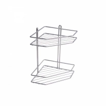 Полка подвесная угловая 2-ярусная 202*202*282, серебро РФ фотография