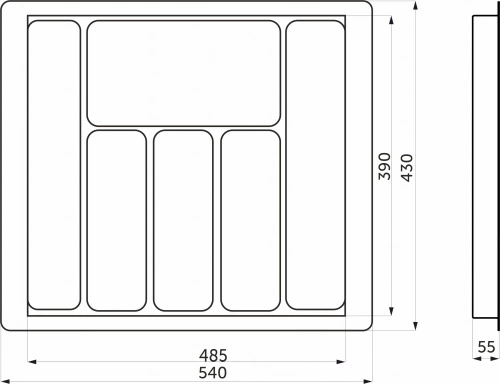 Лоток для столовых приборов 600 LINER 540*430, белый AKS_2