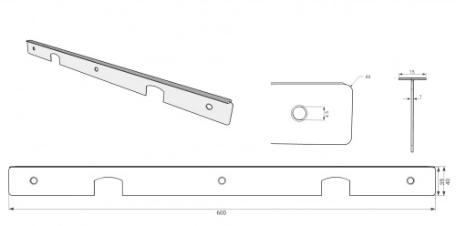 Планка соединительная к столешнице 38 Egger с открытым торцом черная AKS_2