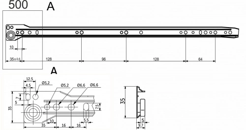 Направляющая роликовая L-500 1,0мм AKS коричневая_2
