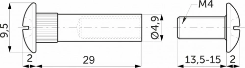 Стяжка межшкафная d5 М4х30мм (уп/100шт) AKS_2