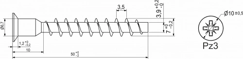 Шуруп-конфирмат 7,0*50 PZ (уп/2,5тыс.шт) AKS_2