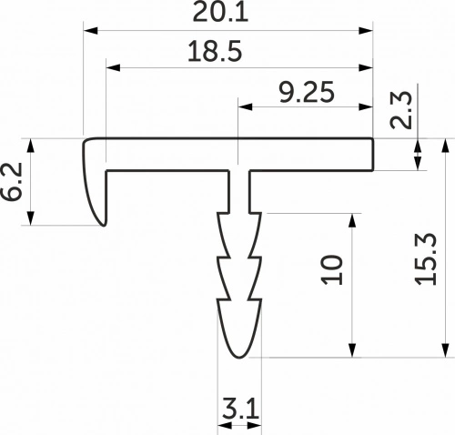 Профиль кромочный алюминиевый T-18 анода натуральная PL (3,5м)_2
