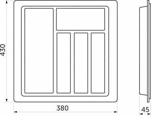 Лоток для столовых приборов 450 STANDARТ (380*430), металлик РП_2