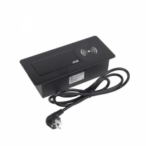 Выдвижной удлинитель Nova 5, 1 розетка, USB A + C, беспроводная зарядка, черный, AKS фотография