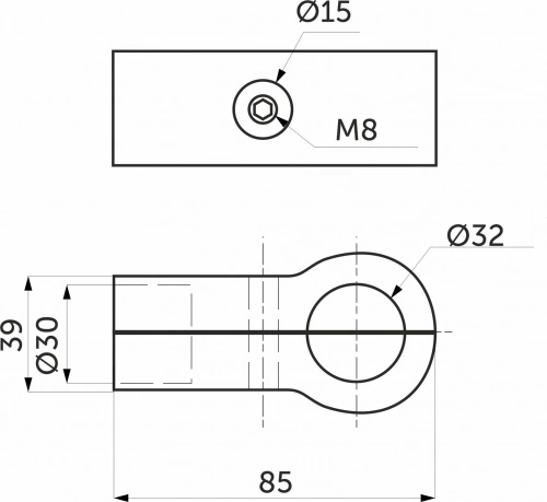 Соединитель 2-х труб d32мм (660) простой, хром AKS_2