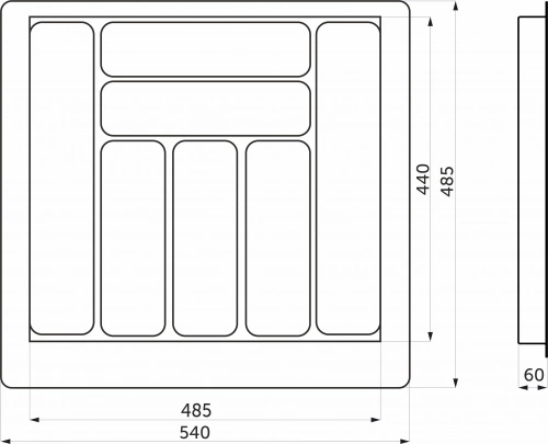 Лоток для столовых приборов 600 BASIC 540*485, белый AKS_2