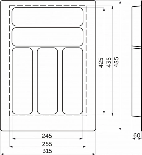 Лоток для столовых приборов 400 BASIC 315*485, серый AKS_2