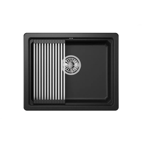 Мойка кварц, прямоугольная, KS-5501U, 550*450мм, черный металлик, под столешницу, Granula_1