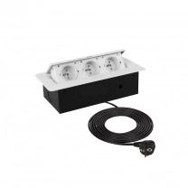 Выдвижной удлинитель Nova, 3 розетки, белый, AKS