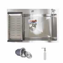 Мойка н/сталь, прямоугольная одночашевая, 700*460мм, глянец сатин, врезн на/вровень столешнице, AKS (3,2 мм) фотография