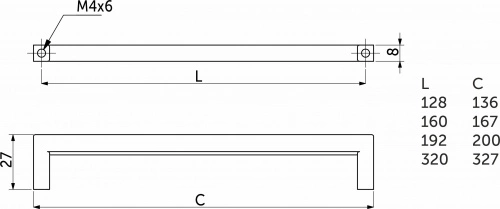 Ручка меб. скоба мет. SKYLINE 160 брашированное золото, AKS тип 2_2