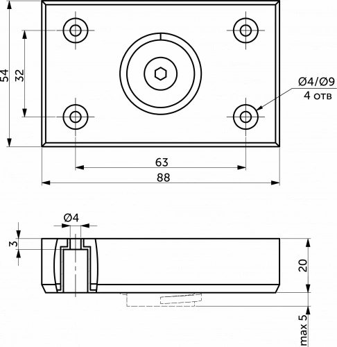 Опора меб. пласт. B-01 регулируемая, металик структура_2