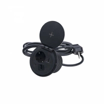Выдвижной удлинитель Locus Wireless 5W, 1-розетка, USB-A+C, черный, AKS фотография