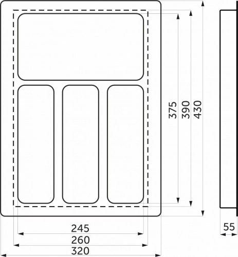 Лоток для столовых приборов 400 LINER 320*430, серый AKS_2