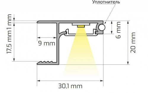 Уплотнитель для торцевого профиля CAPELLA, (1 упак = 2 м.п.), AKS_2