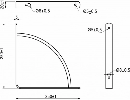 Полкодержатель мет. ORBIT 250*250*20*3, черный AKS_2