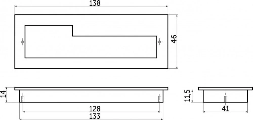 Ручка меб. врезная мет. NOVA 128 черный матовый левая часть AKS_2
