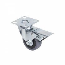 Колесо меб. TECH d75 h100 с площадкой с торм., серый AKS фотография