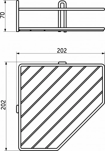 Полка подвесная угловая 1-ярусная 202*202*70, черный РФ_2